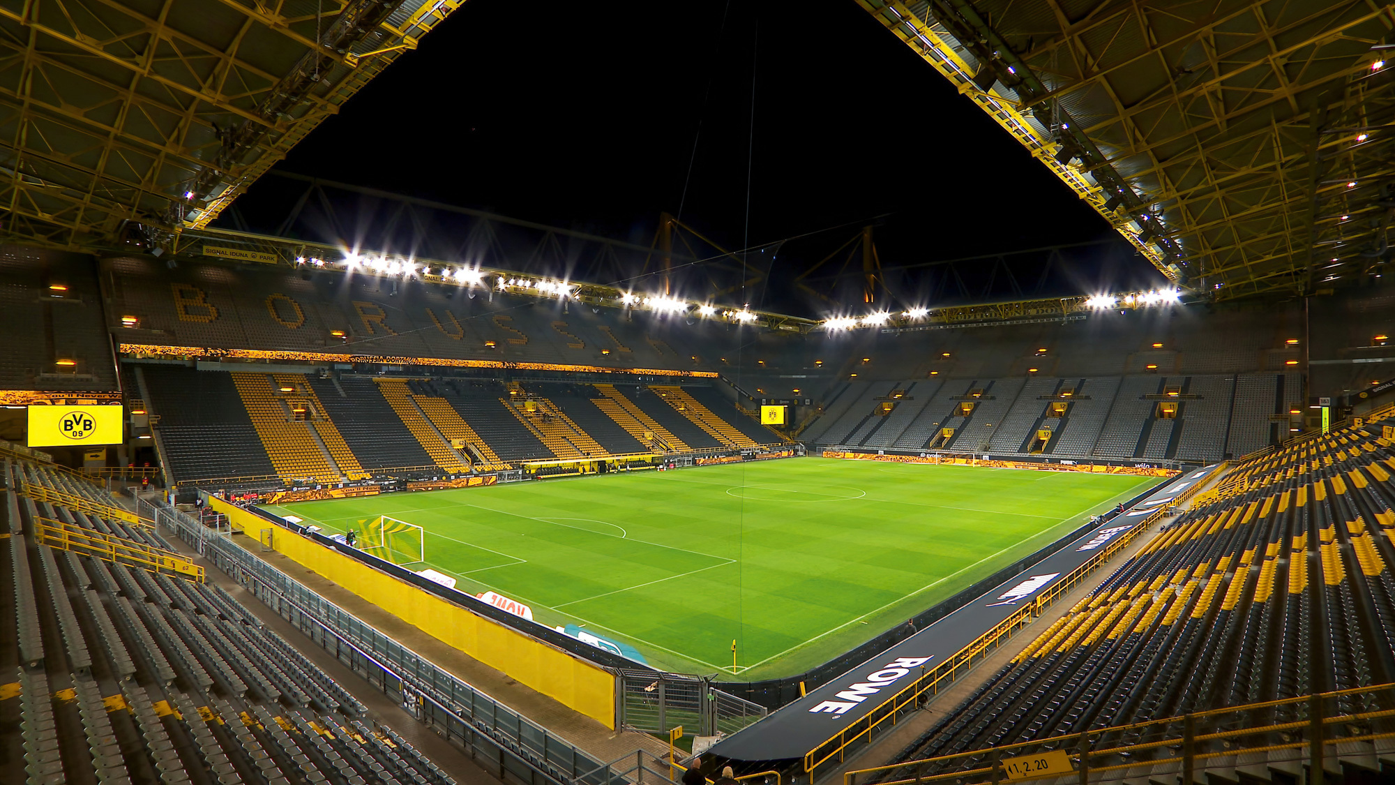 Borussia Dortmund BVB Stadion Wimpel – 30 X 20 Cm, Jubiläumsedition 50 Jahre Stadion, Mit Kordel Zum Aufhängen – Schwarz-gelb